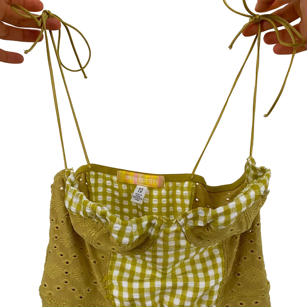 Lime Gingham Mini Dress (XS)