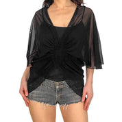 Black Mesh Layered Blouse (M)