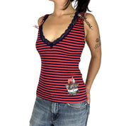 Just Cavalli Navy and Red Striped Top (S)
