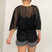 Black Mesh Layered Blouse (M)