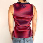 Just Cavalli Navy and Red Striped Top (S)