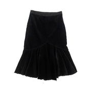 Corduroy Floral Embroidered Midi Skirt (S)