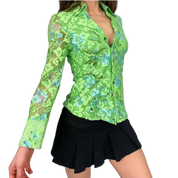 Green Floral Lace Blouse (S)