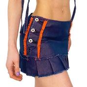 Citrus Frayed Denim Mini Skirt (XS)