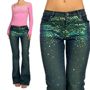 Y2K Sequin Flare Jeans (S/M)