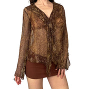 Silk Metallic Snakeskin Blouse (S)