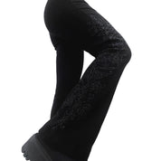 Black Embellished Mid-Rise Stretch Pants (XS)