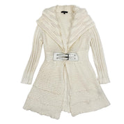 White Furry Long Duster Sweater (L)