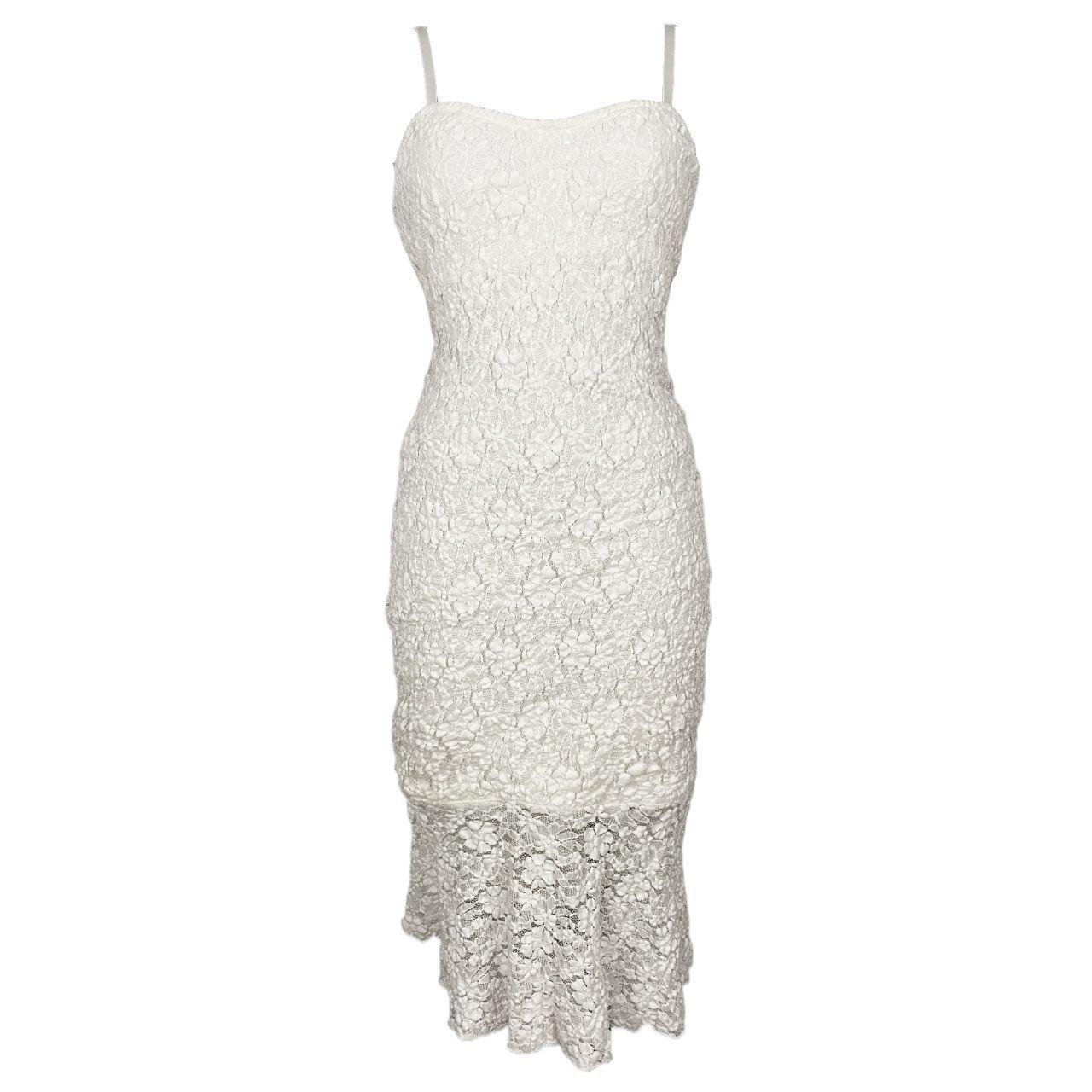 French Connection White Lace Midi Dress (S) Holy Thrift French Connection White Lace Midi Dress (S) Holy Thrift