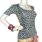 Blumarine Blue Leopard Top (S/M)
