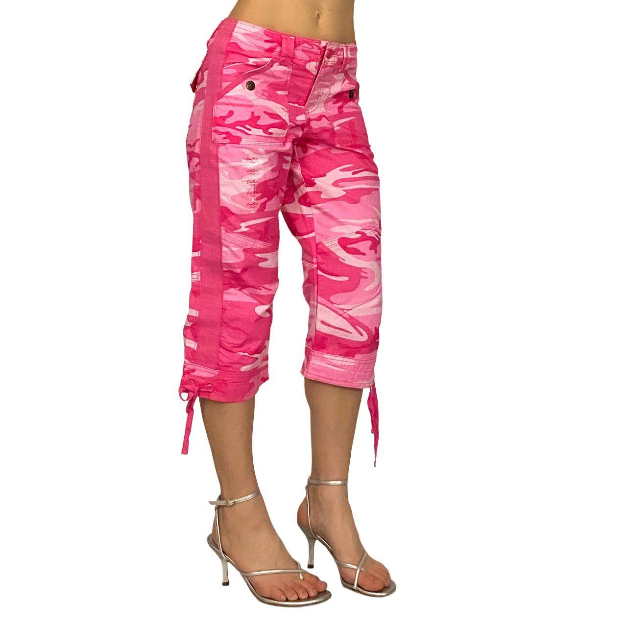 Womens Pink Camouflage Capris INC Pink Camo Cargo Capri Pants Sz NWT Bling!
