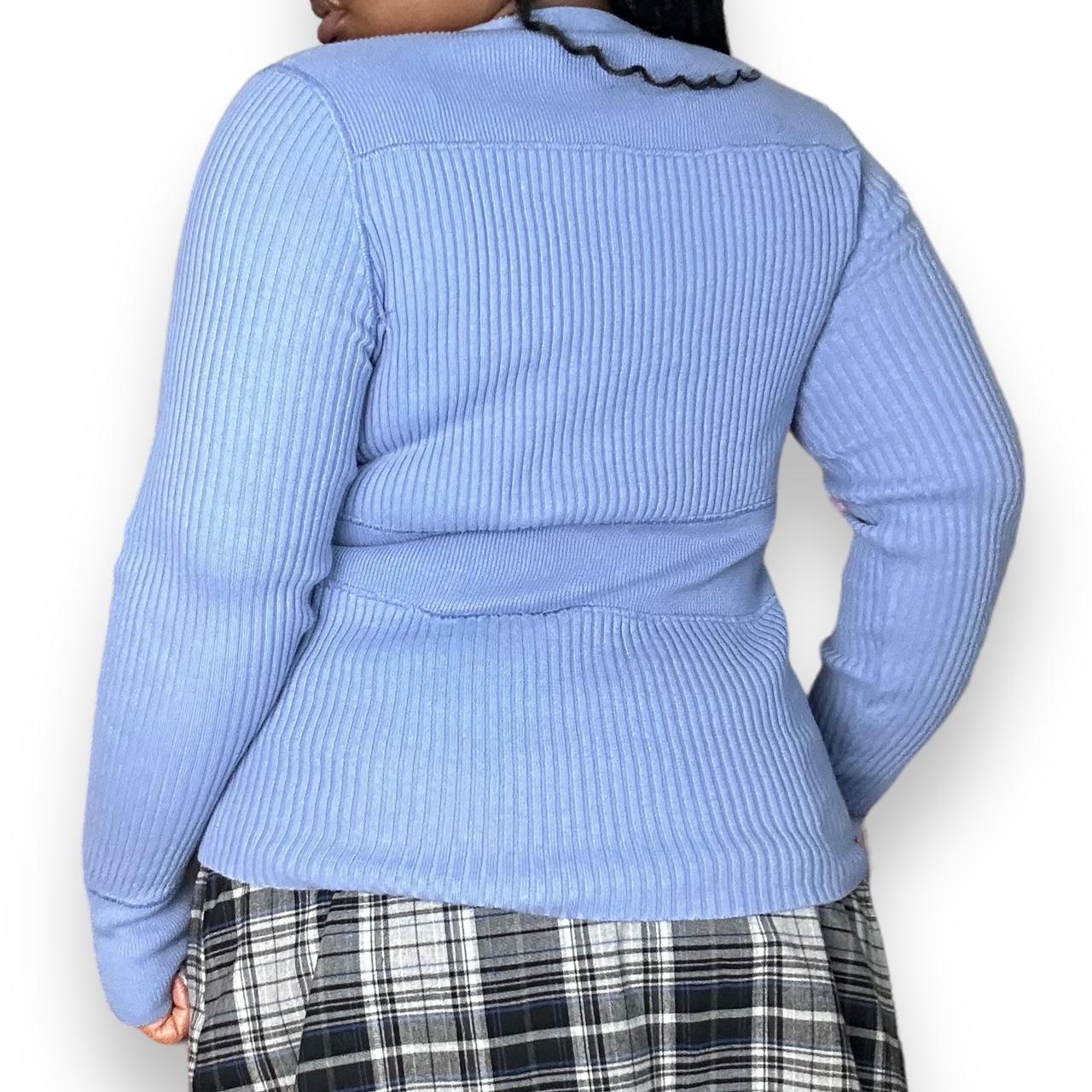 2000s Powder Blue Ribbed Cardigan (XL)
