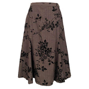 Flocked Velvet Floral Midi Skirt (S)