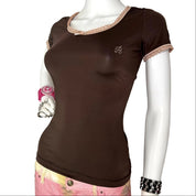 Blumarine Y2K Brown and Pink Top (S/M)