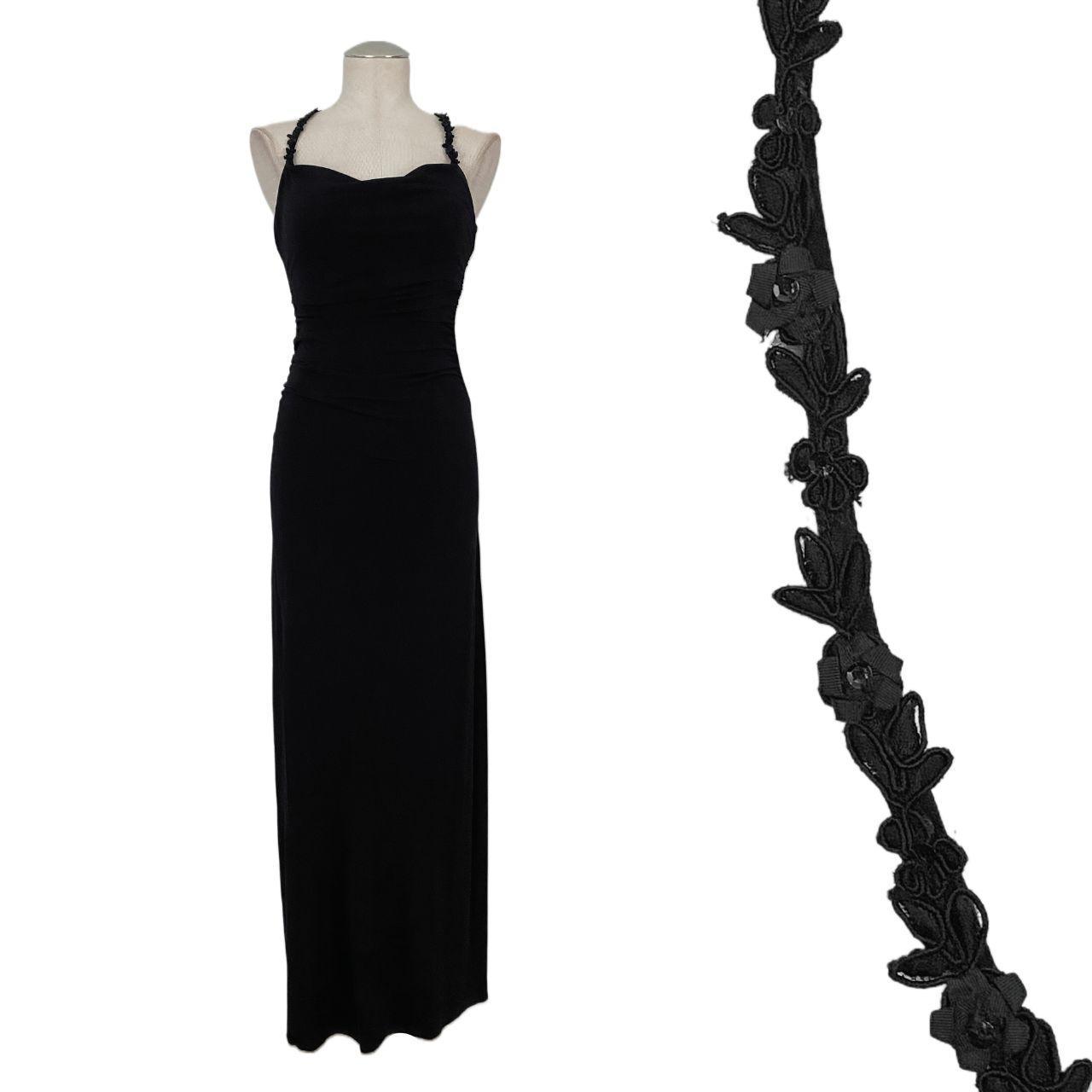 Rose Bud Strap Slinky Maxi Dress (S)