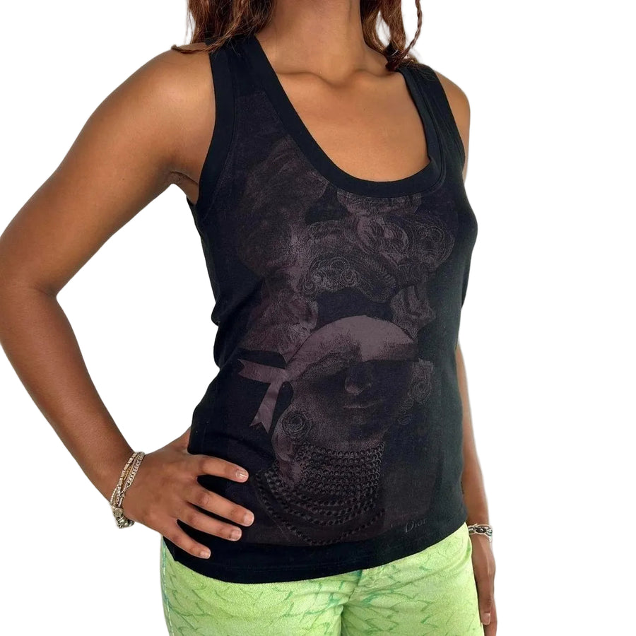 Dior Y2K Black Victorian Tank Top (M)