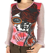 Custo Barcelona Pink Long Sleeve Top (S/M)
