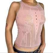 Just Cavalli Pink Fishnet Top (XS/S)