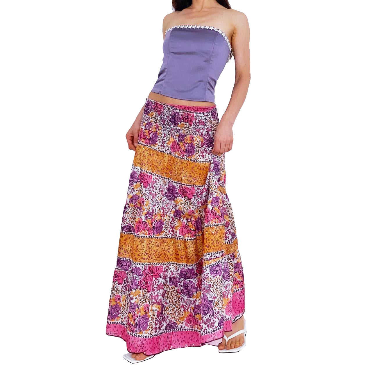 Smocked Sequin Cottage Skirt (M)