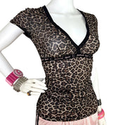 Just Cavalli Mesh Leopard Top (S/M)