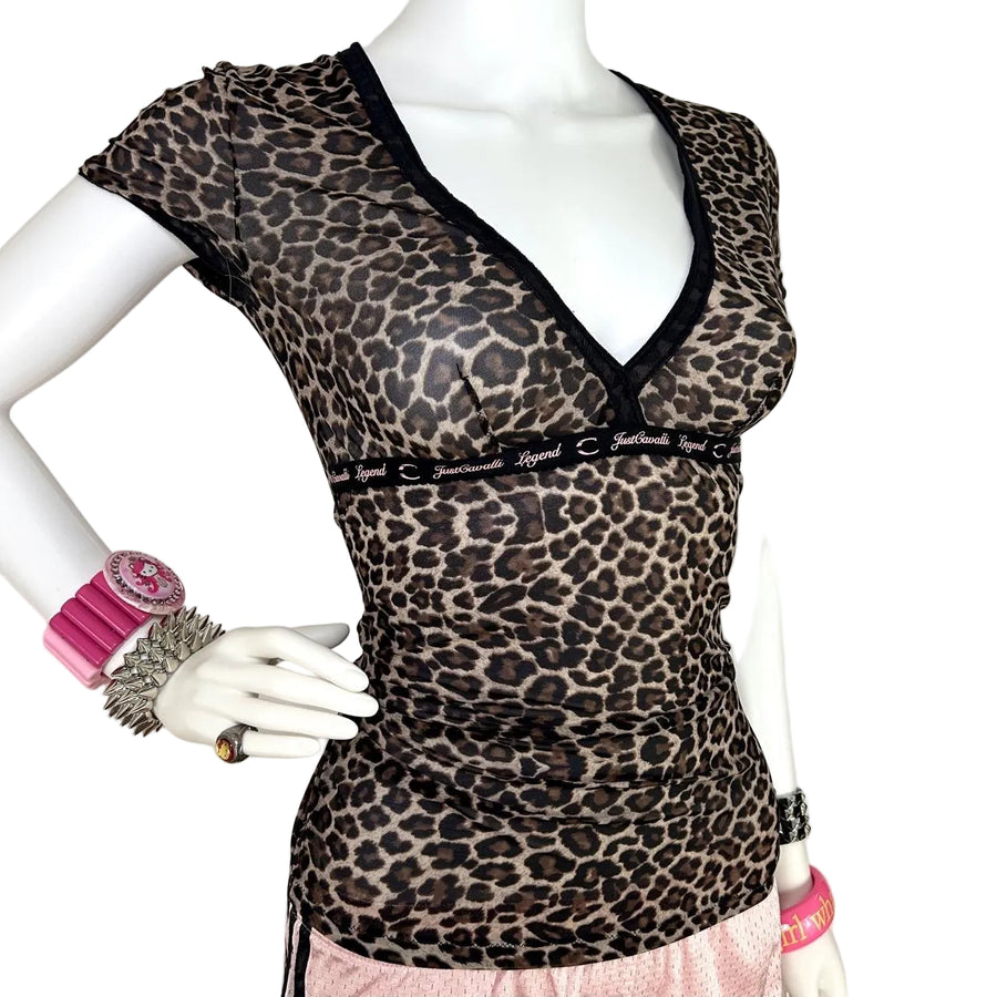 Just Cavalli Mesh Leopard Top (S/M)
