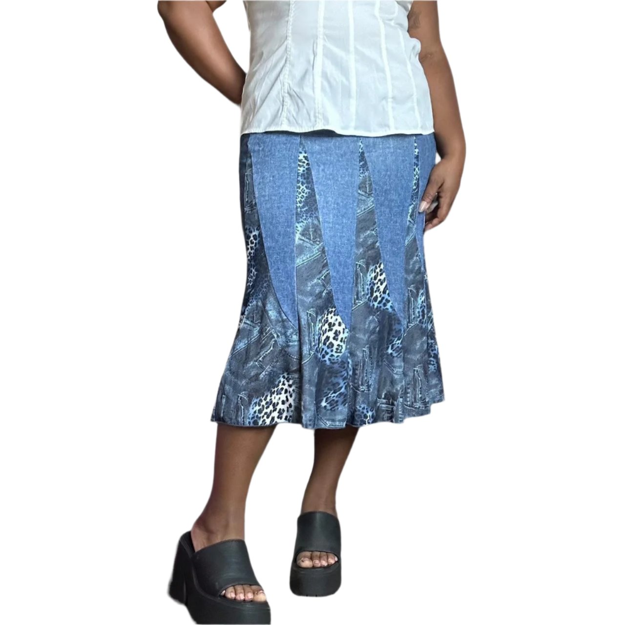 Y2K Blue Mesh Midi Skirt (L)