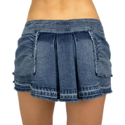 Pleated Denim Mini Skirt (XS)