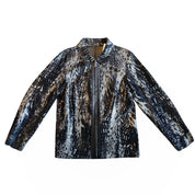 Reversible Snake Print and Leather Jacket (M)