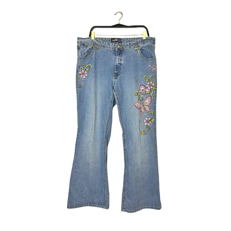 Butterfly Patch Flare Denim Pants