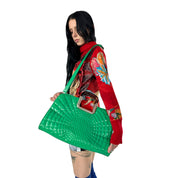 Oversized Green Patent Purse