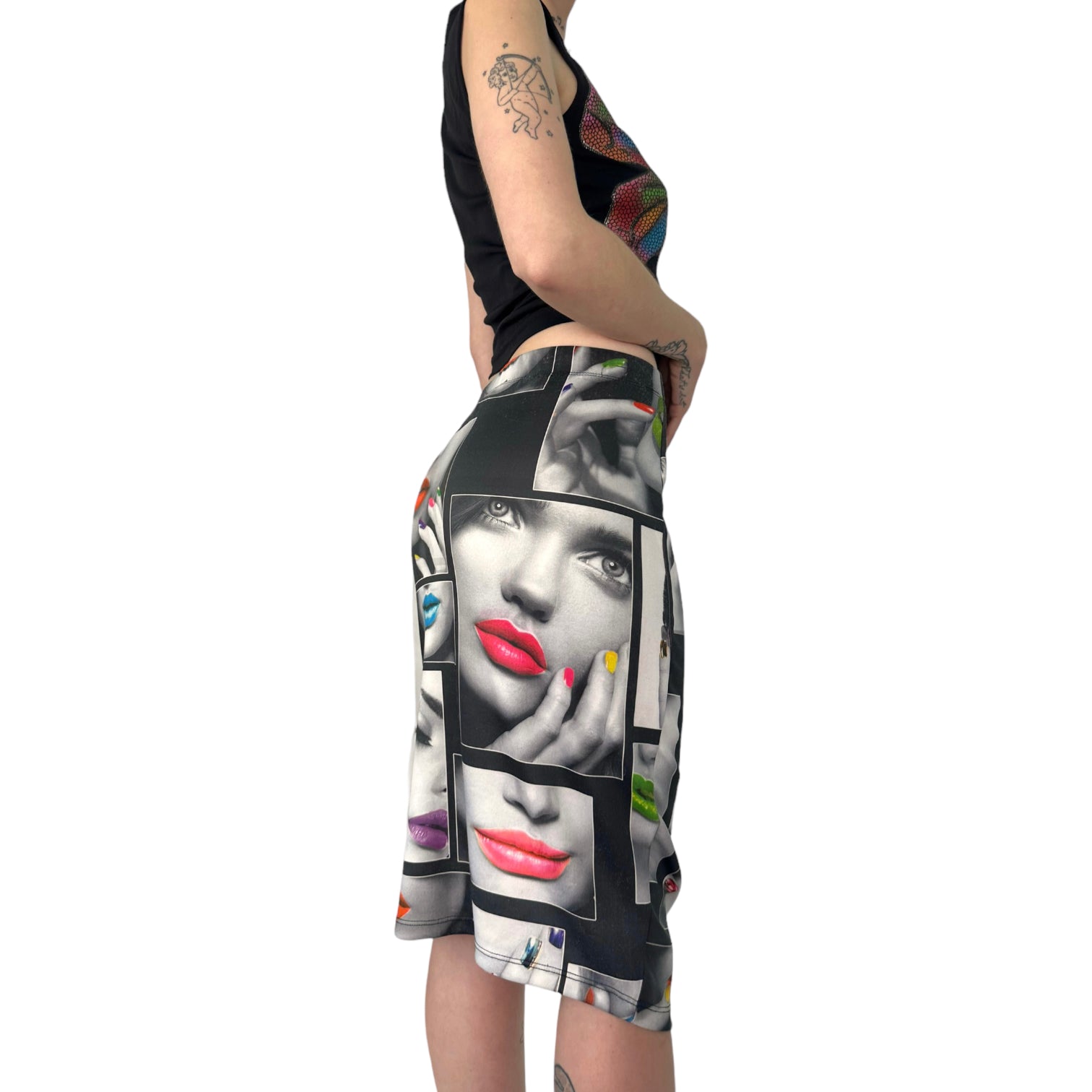 Digital Allover Print Midi Skirt (S/M)