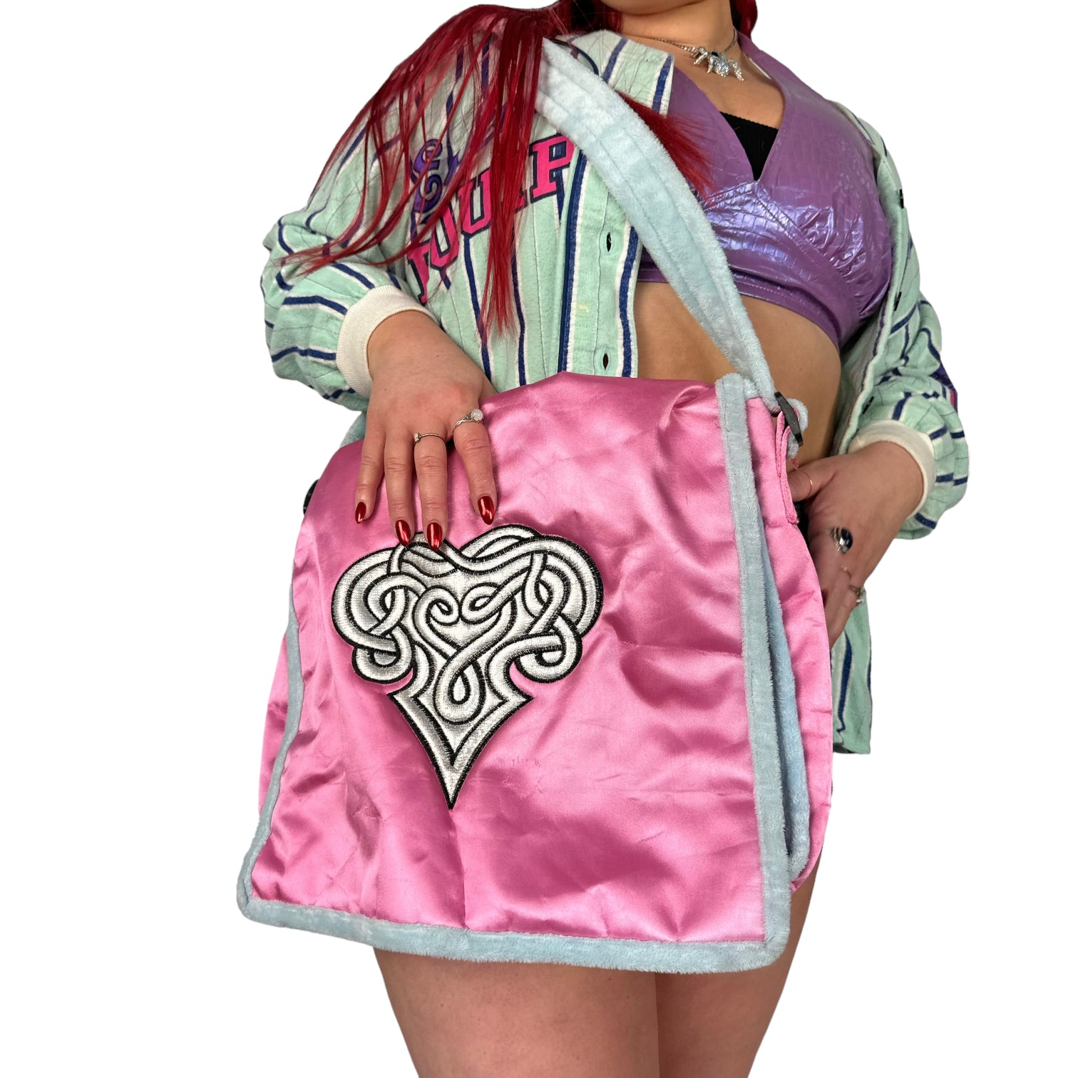 Y2K Tribal Satin Crossbody Bag