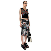 Digital Allover Print Midi Skirt (S/M)