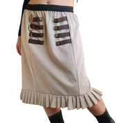 Tan Pinstripe Bronze Button Skirt (XL)