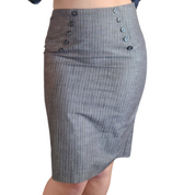 Grey Pinstripe Buttoned Skirt (L)