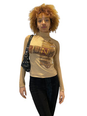 Y2K Graphic Print Punk Motif Turtleneck Knit (S)