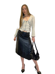 Vintage 90s Morgan De Toi PVC Leather Midi Skirt (S)