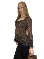 90s Parisian Lace Grunge Asymmetrical Knit (S)