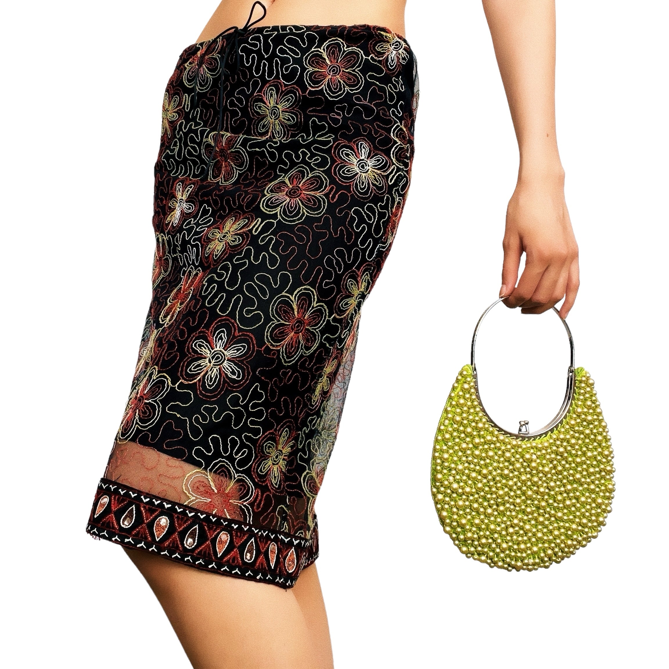 Lime Green Beaded Mini Purse