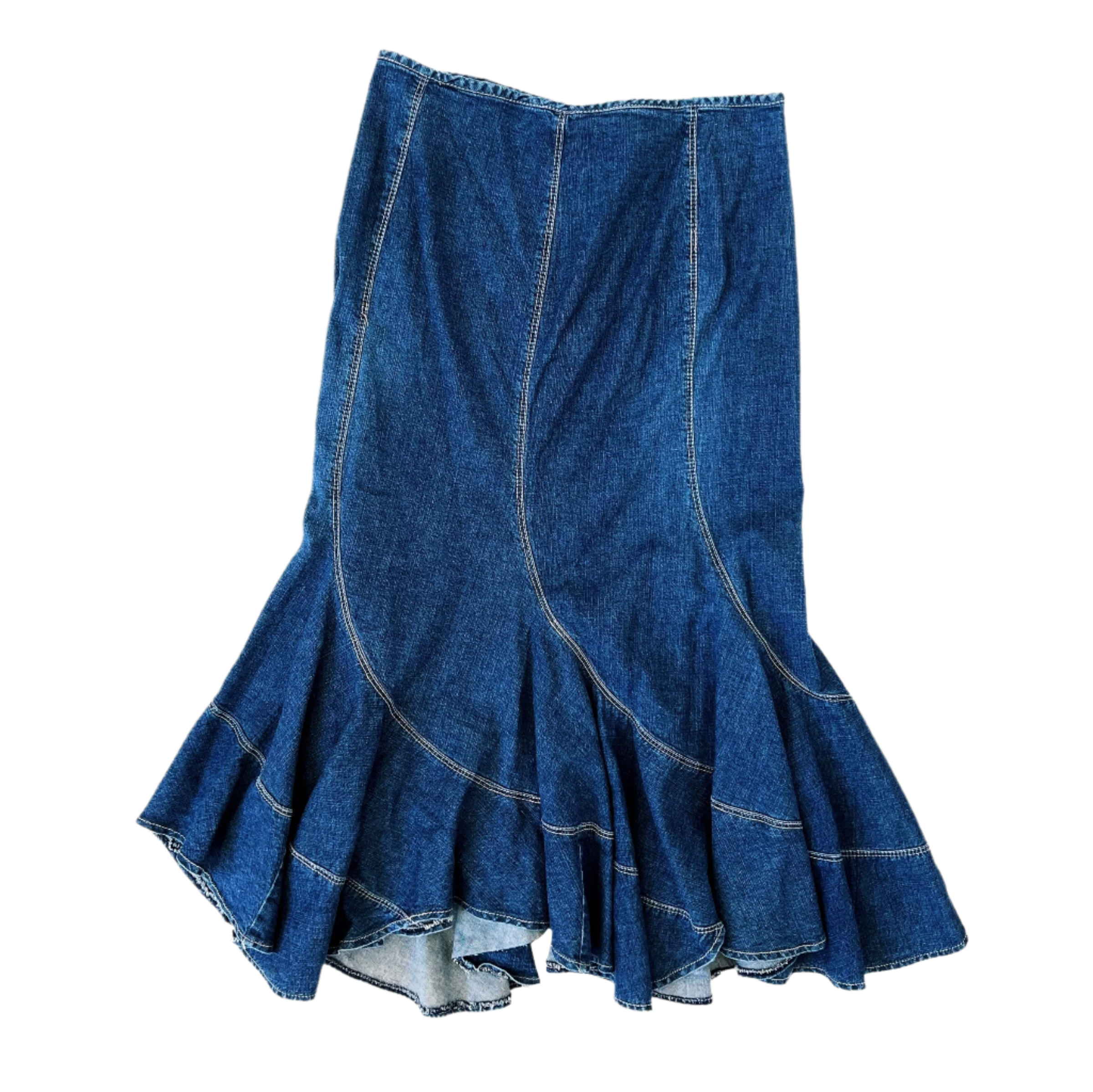 Vintage Denim Kick Flare Skirt (M)