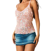 Baby Pink Embellished Crochet Tank (XS/S)