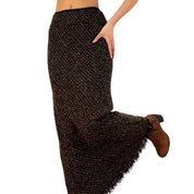 Chocolate Brown Tweed Maxi Skirt (S/M)