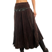 Vintage Flowy Brown Midi Skirt (S)