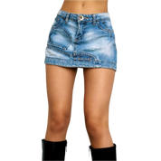 Upside Down Denim Mini Skirt (S)