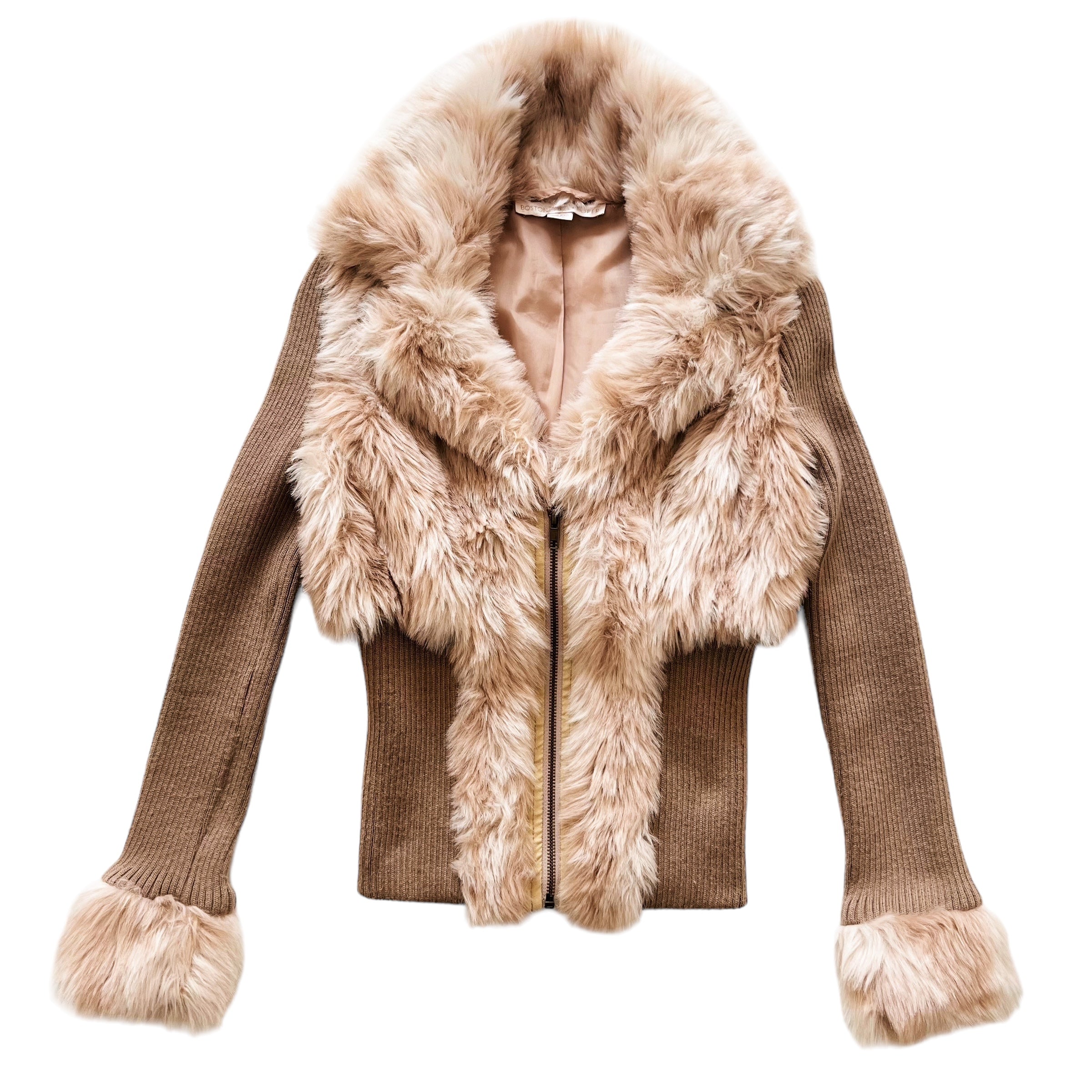 Furry Knit Zip Up Cardigan (XS)