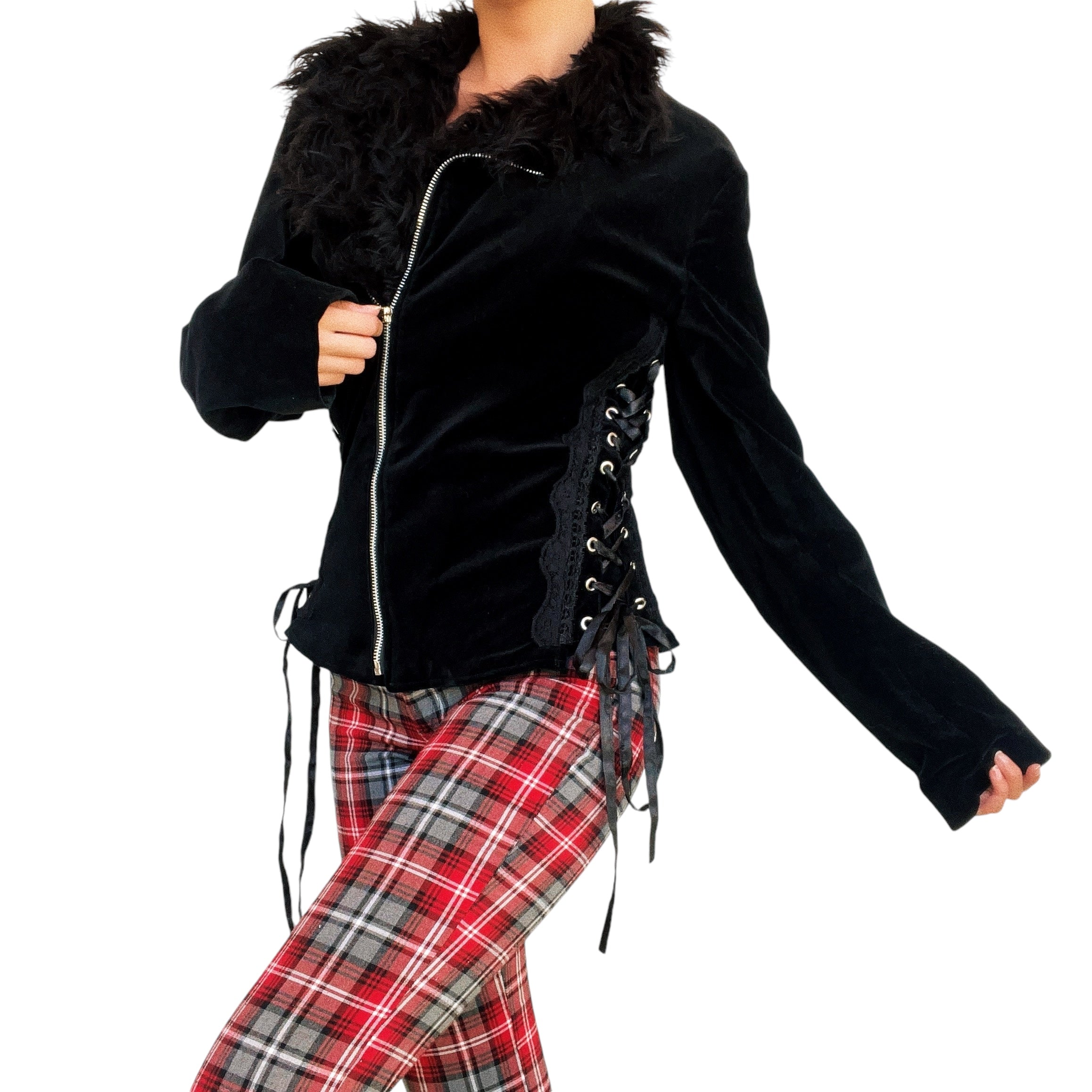 Tripp Furry Lace Up Jacket (S/M)