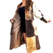 Long Patchwork Rabbit Fur Coat (M)