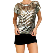 Vintage Silver Sequin Knit Top (S)