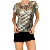 Vintage Silver Sequin Knit Top (S)