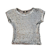 Vintage Silver Sequin Knit Top (S)